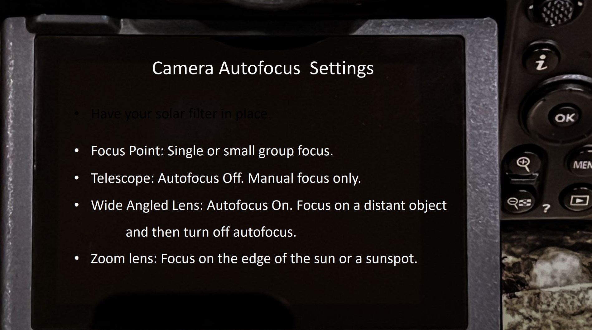 Camera Autofocus Settings