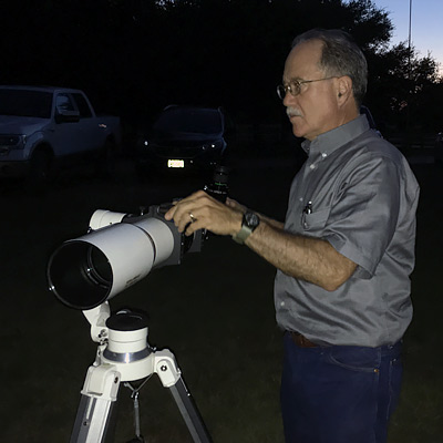 Spearman setting up for Beautiful Abilities outreach astronomy program