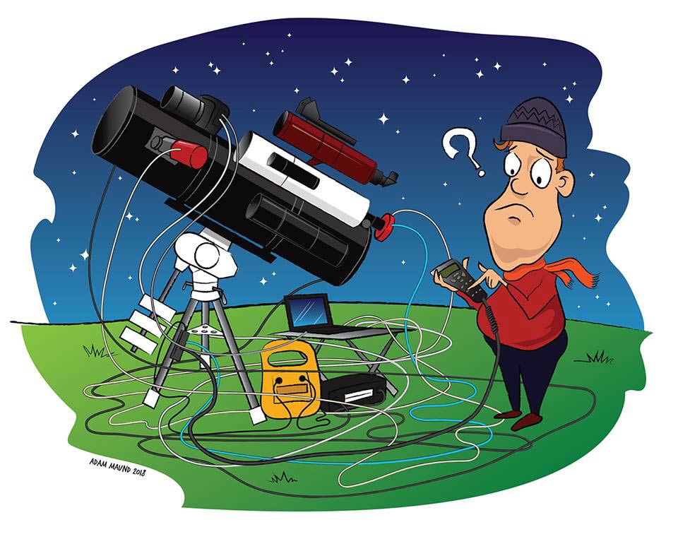 astronomy cartoon tangled telescope cable connections