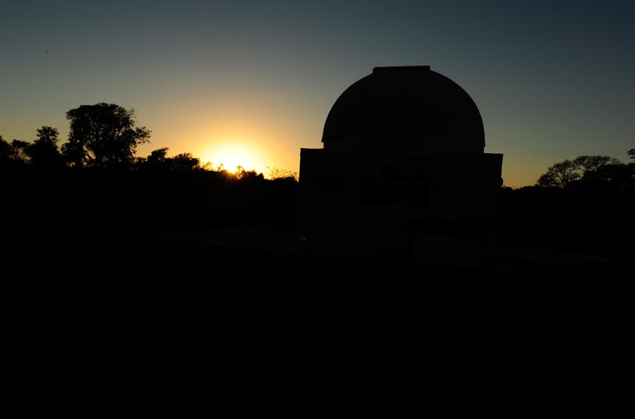 Regina Caelorum Observatory against the setting sun